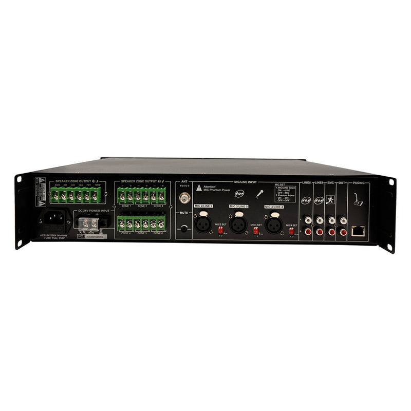 Alhaan MA-6Z350 6 Zone Mixer Amplifier 360W with Zone volume control, with Mplayer C