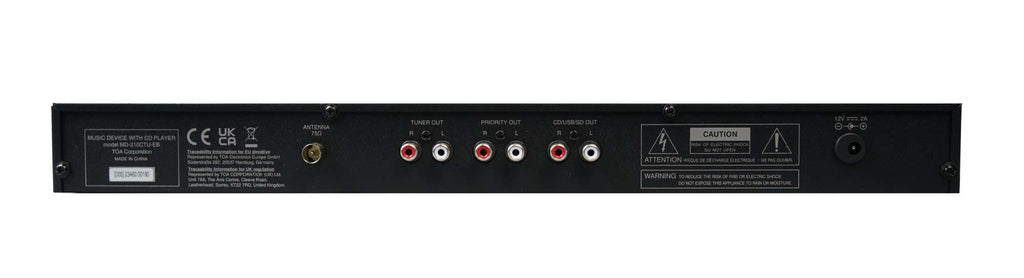 TOA Music Device with CD / USB / SD-Card Audio Player MD-210CTU-EB