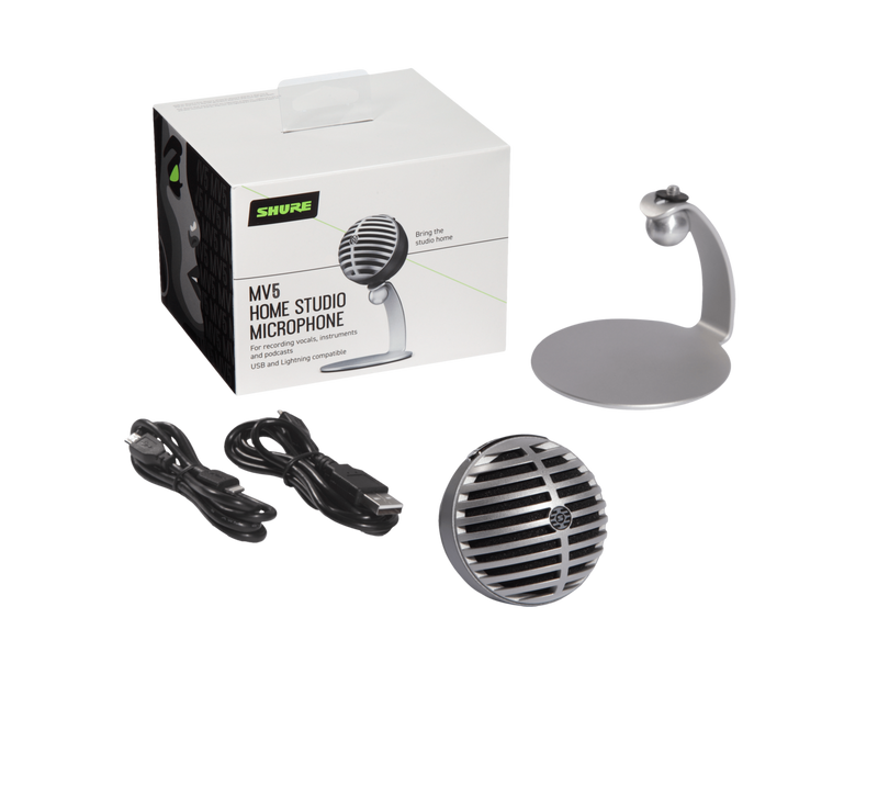 SHURE MV5/A-LTG  Digital Condenser Microphone (Grey / Black) | FKGTC
