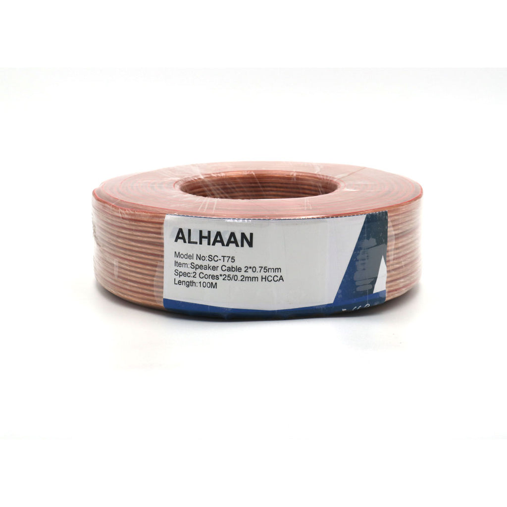 Alhaan SC-T75 Speaker Cable 2*0.75mm HCCA, Transparent Color